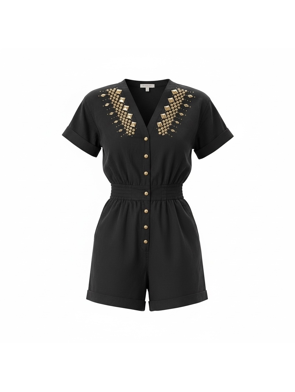 Black Gold-Embellished Romper